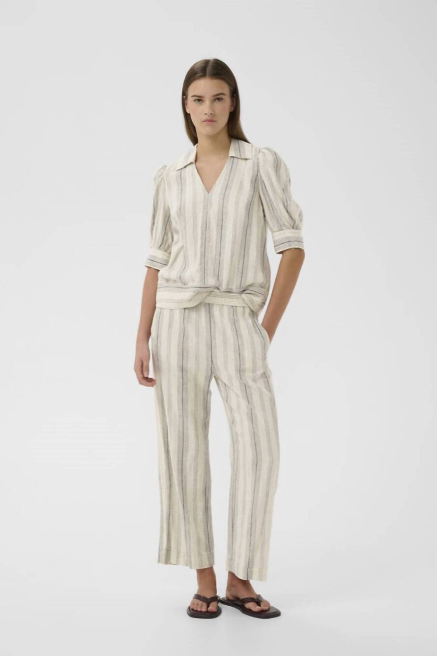 NEW INWEAR rimone driza culotte pants in ivory stripe